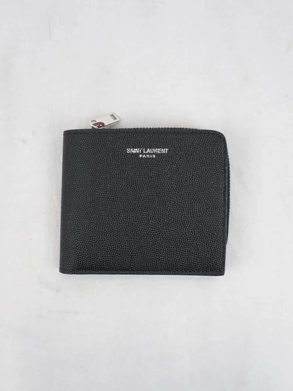 Saint Laurent East/West Zip-Around Wallet In Black Grain de Poudre Leather - NWT - Picture 2 of 13